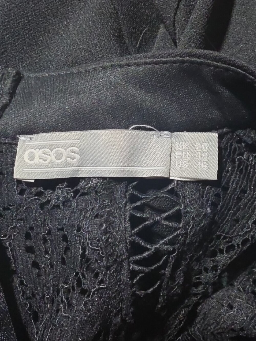 ASOS Black Lace-Panel High Neck Mini Dress NWOT Size 16 image 3